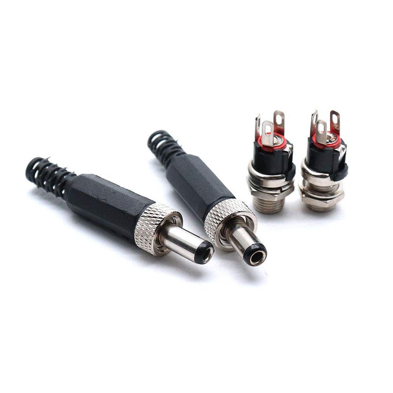 Hxchen 2 Sets 5.5mm x 2.5mm Male DC Power Plug Connector & Screw Lock Female Panel Socket Mount Adapter - Image 1